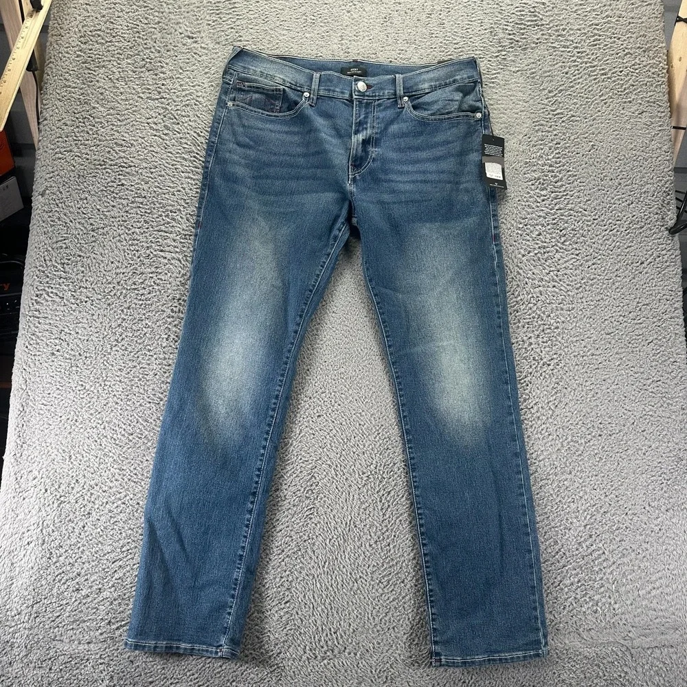 True Religion Ricky Jeans Men 38x34 Blue Cotton Denim Straight Relaxed Fit Faded